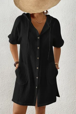 Pockets Styling Cotton Beach Cover up Shirt