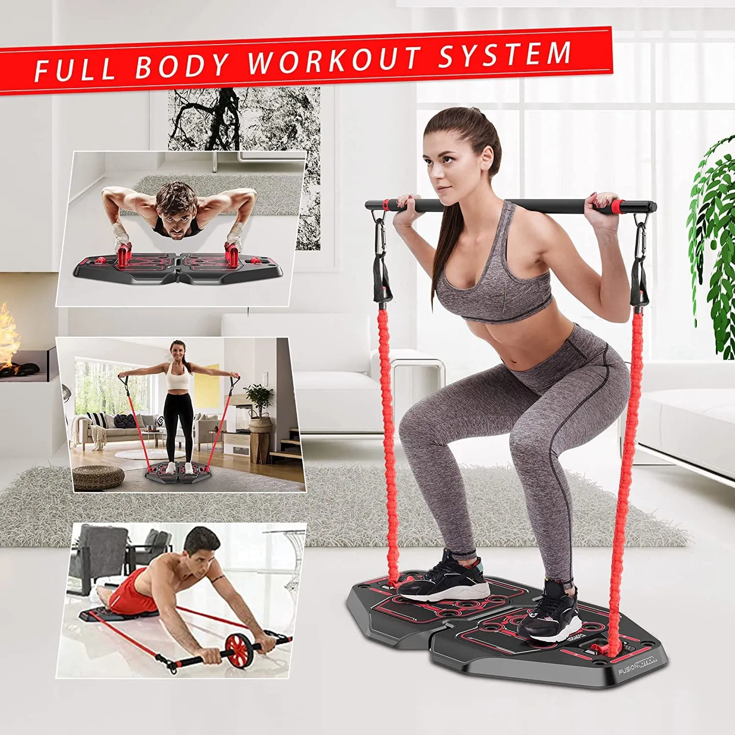 Portable Fitness Home Gym Equipment Kit W/ Push Up board