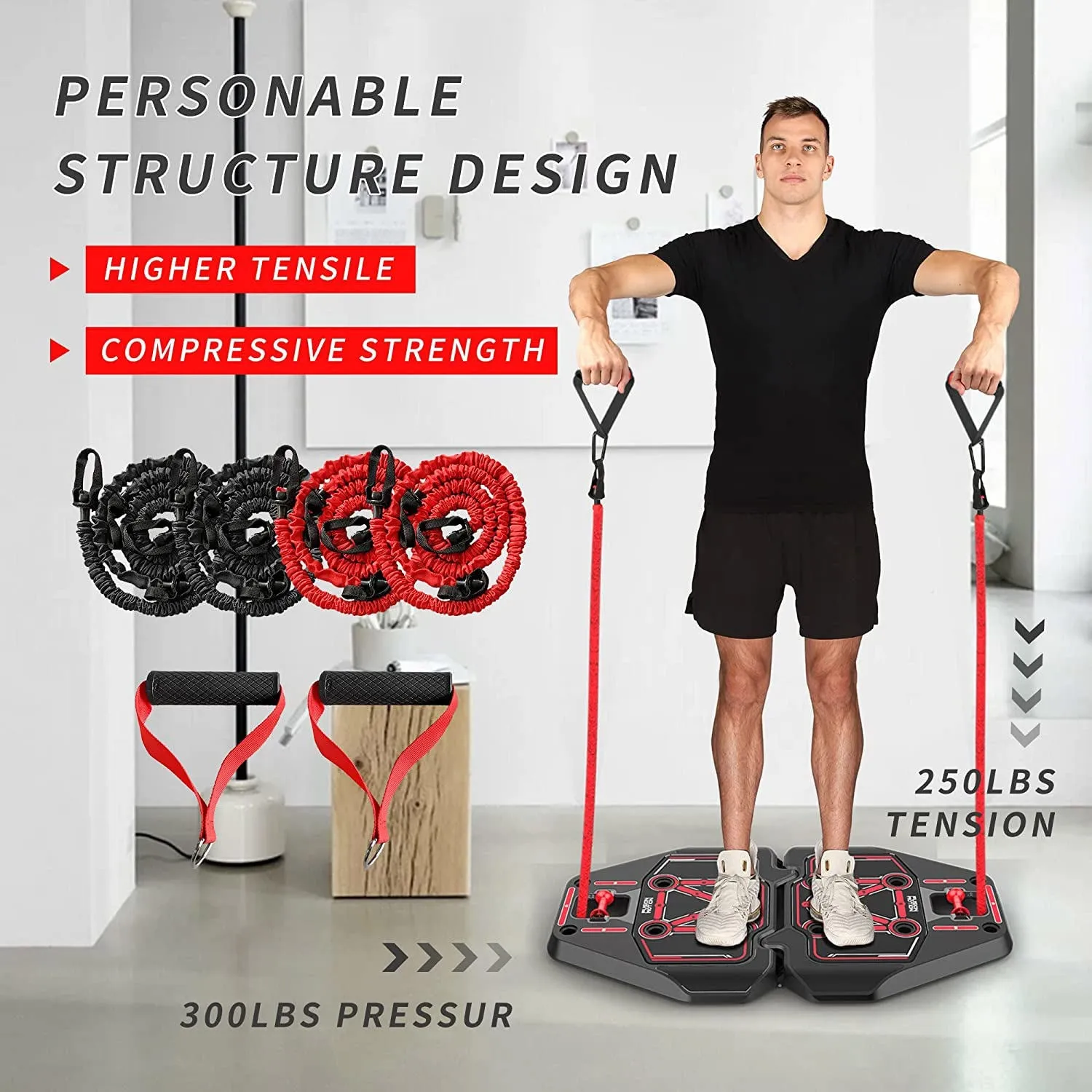 Portable Fitness Home Gym Equipment Kit W/ Push Up board