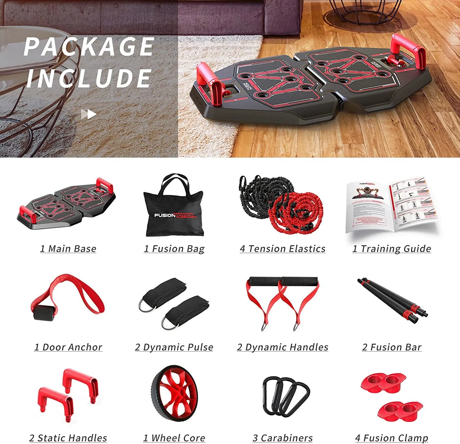 Portable Fitness Home Gym Equipment Kit W/ Push Up board