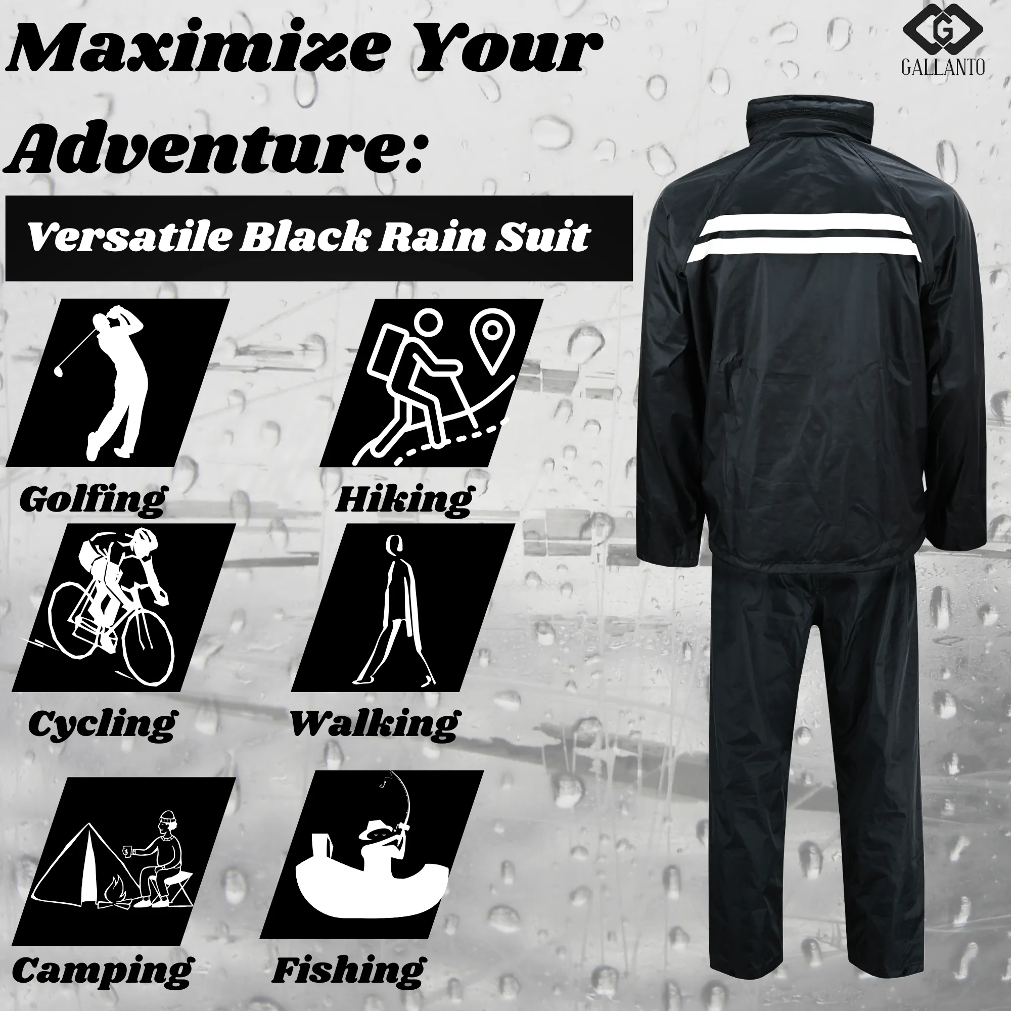 Premium Black Rain Suit – Waterproof Protection for Outdoor Adventures