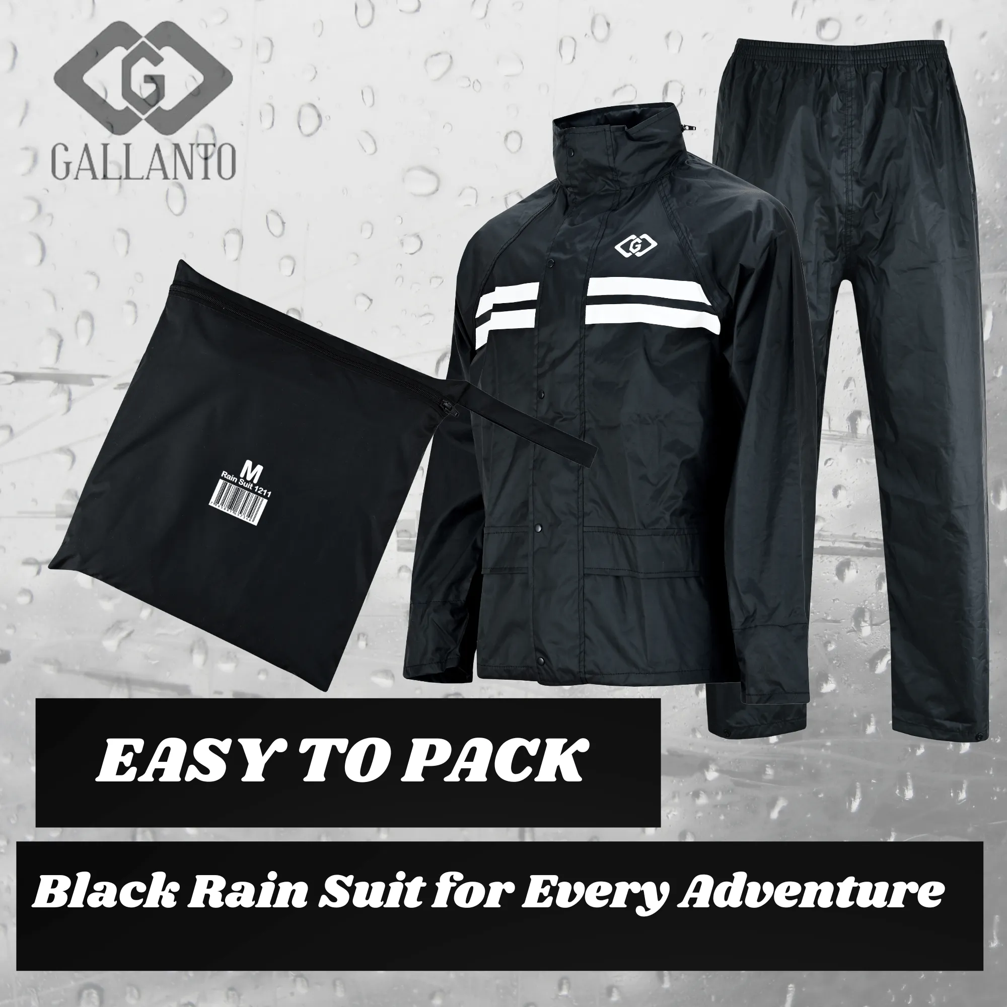 Premium Black Rain Suit – Waterproof Protection for Outdoor Adventures