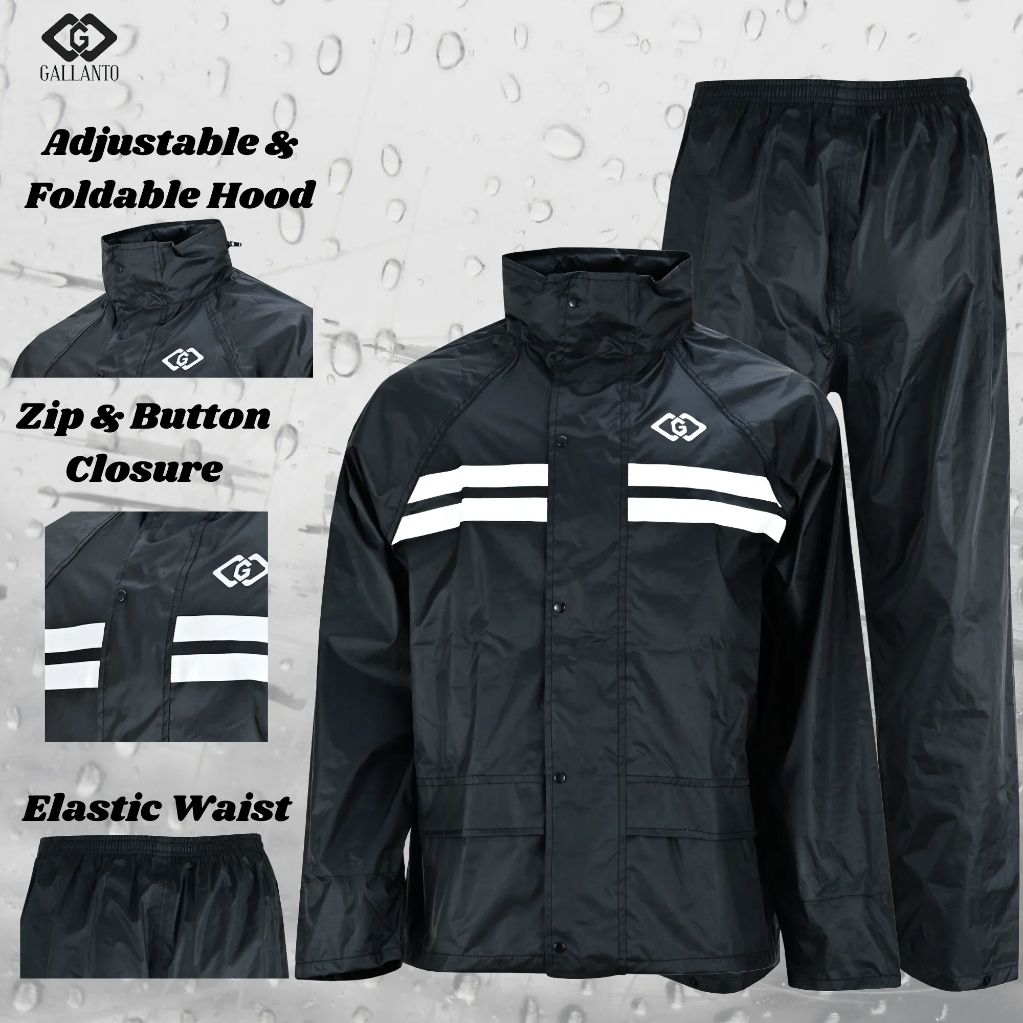 Premium Black Rain Suit – Waterproof Protection for Outdoor Adventures
