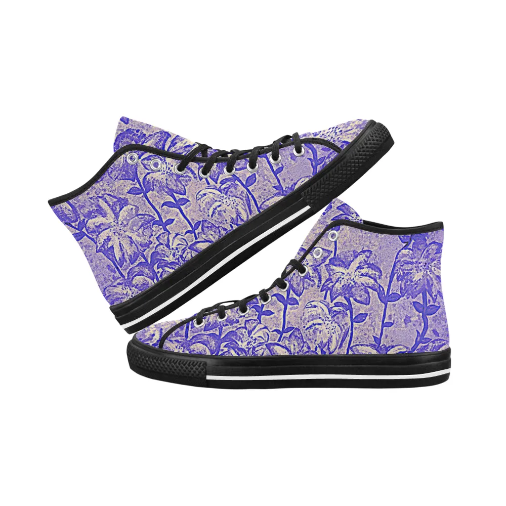 Purple Fireworks High Top Women's Canvas Shoes