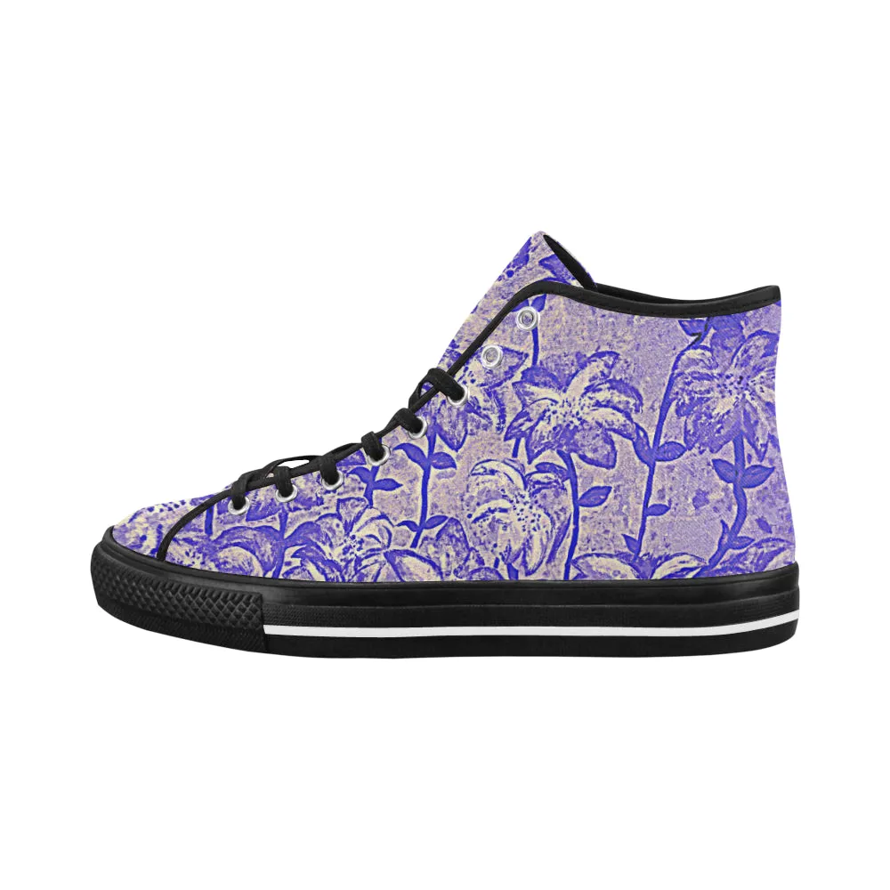 Purple Fireworks High Top Women's Canvas Shoes
