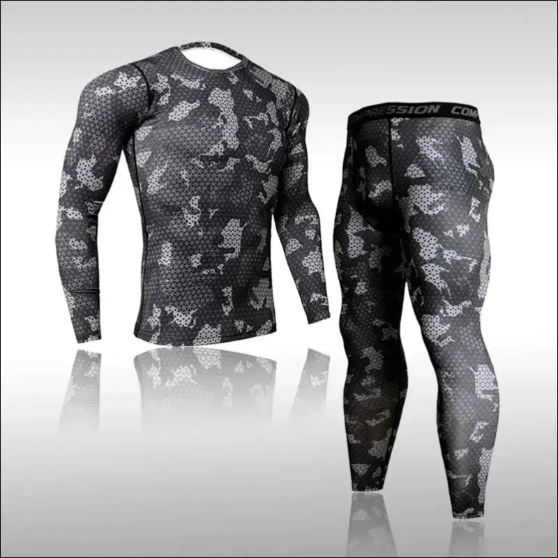 Quick dry camouflage men running sets compression sports suits skinny tights clothes gym rashguard