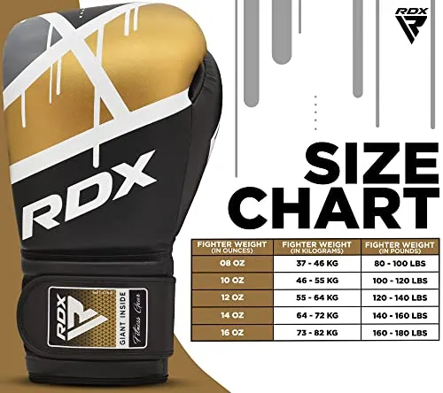 RDX Boxing Gloves EGO, Sparring Muay Thai Kickboxing Pro Heavy Training, Maya Hide Leather, Ventilated Palm, Long Wrist Support, Punching Bag Pads Workout, MMA Gym Fitness, Men Women 8 10 12 14 16oz