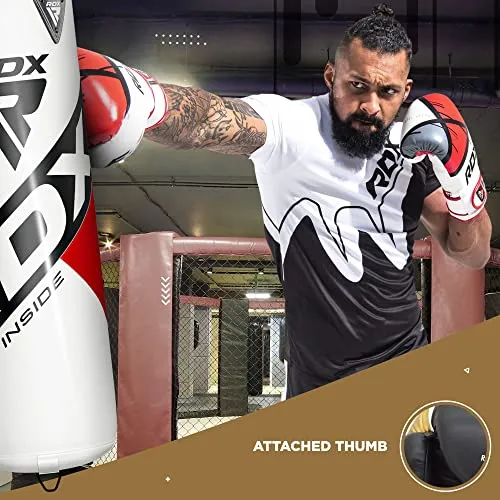 RDX Boxing Gloves EGO, Sparring Muay Thai Kickboxing Pro Heavy Training, Maya Hide Leather, Ventilated Palm, Long Wrist Support, Punching Bag Pads Workout, MMA Gym Fitness, Men Women 8 10 12 14 16oz