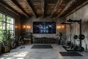 Realistic Barbell Painting Gym Framed Canvas Wall Art