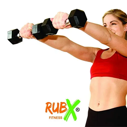 RUBX Rubber Coated Professional Exercise Hex Dumbbells (Pack of Two) (7.5)