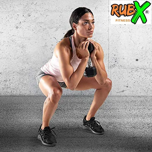 RUBX Rubber Coated Professional Exercise Hex Dumbbells (Pack of Two) (7.5)