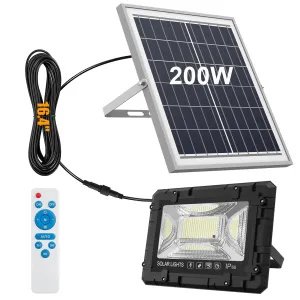 Rynx | Tfkk 200W Solar Lighting Waterproof, 16Ft Cable Light Sensor Solar Parking Lot Light, 20000Lm Solar Security Flood Light Outdoor, 8000K LED Solar Light For Outdoor Garden Yard Path