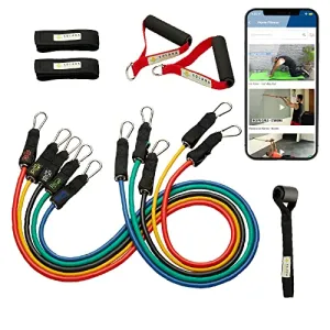 SOLARA Unbreakable Resistance Band for Exercise (11 pcs) - 100% Natural Latex Fitness Band- Resistance Bands for Workout for Men & Women, eBook & 20 Videos Included - 2 yr Warranty