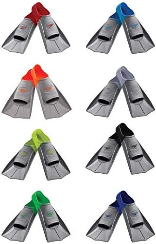 Speedo Unisex-Adult Swim Training Fins Rubber Short Blade,Black/Grey