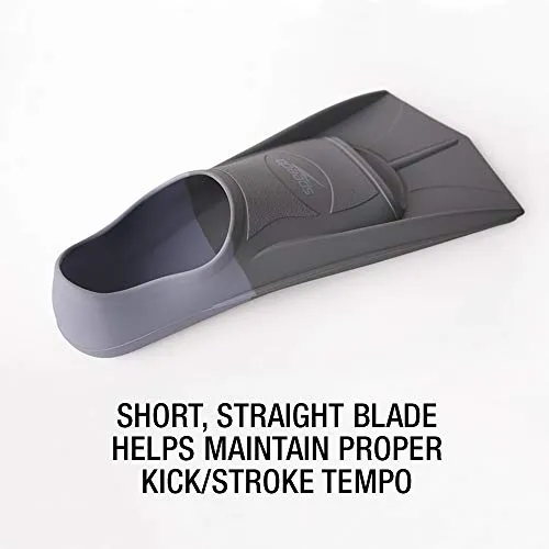 Speedo Unisex-Adult Swim Training Fins Rubber Short Blade,Black/Grey