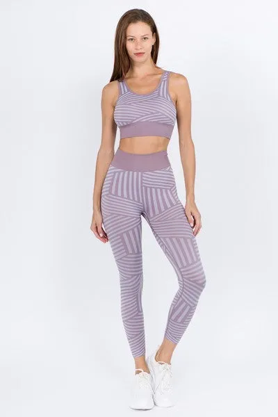 Striped Sports Set - Smoky Mauve