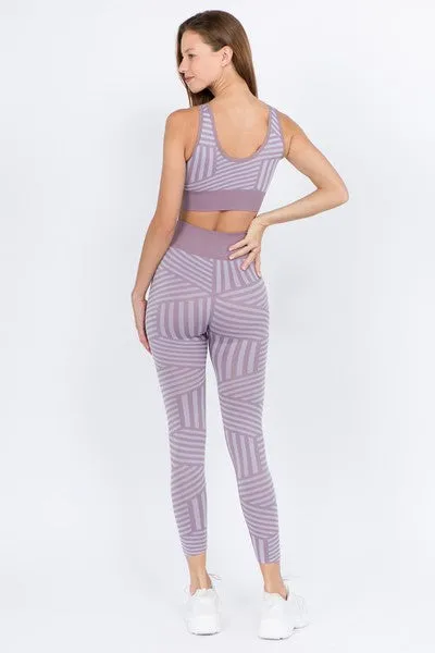 Striped Sports Set - Smoky Mauve