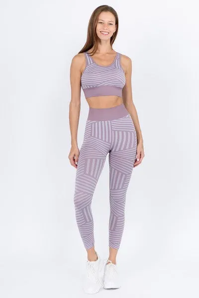 Striped Sports Set - Smoky Mauve