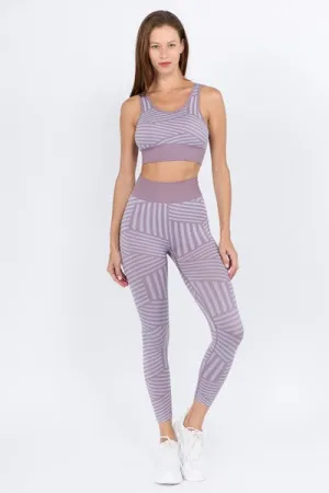 Striped Sports Set - Smoky Mauve