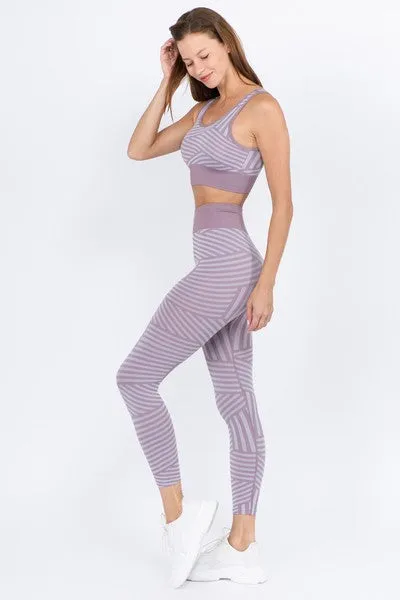 Striped Sports Set - Smoky Mauve