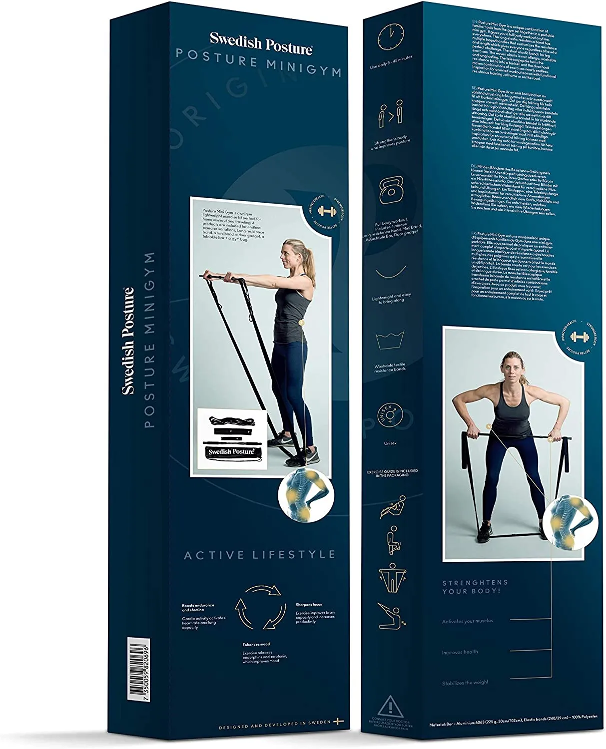 Swedish Posture - Mini Gym, Full Body Exercise Kit with Resistance Band, Use at Home, to Travel, or at The Office, for Full Body Workout