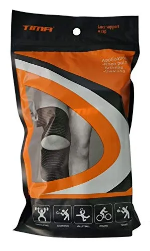 TIMA 1117 Polyester Elastic Knee Compression Bandage Wraps Support for Legs, Thighs, hamstrings Ankle & Elbow Elastic Compression Wraps Perfect for Squats, Powerlifting (Pack of 2, Black)