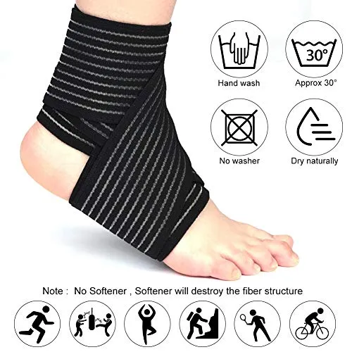 TIMA 1117 Polyester Elastic Knee Compression Bandage Wraps Support for Legs, Thighs, hamstrings Ankle & Elbow Elastic Compression Wraps Perfect for Squats, Powerlifting (Pack of 2, Black)