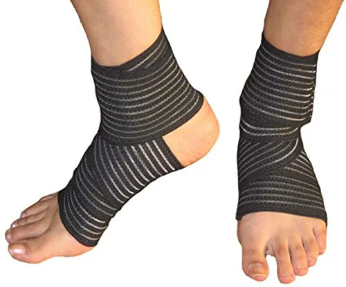 TIMA 1117 Polyester Elastic Knee Compression Bandage Wraps Support for Legs, Thighs, hamstrings Ankle & Elbow Elastic Compression Wraps Perfect for Squats, Powerlifting (Pack of 2, Black)