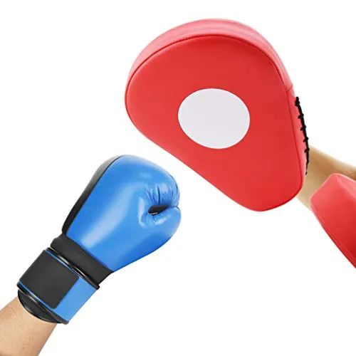 TLBTEK 2PCS Red Curved Punching Mitts Boxing Pads Hand Target Boxing Pads Gloves Training Focus Pads Kickboxing Muay Thai MMA Martial Art UFC Punch Mitts for Kids,Men & Women