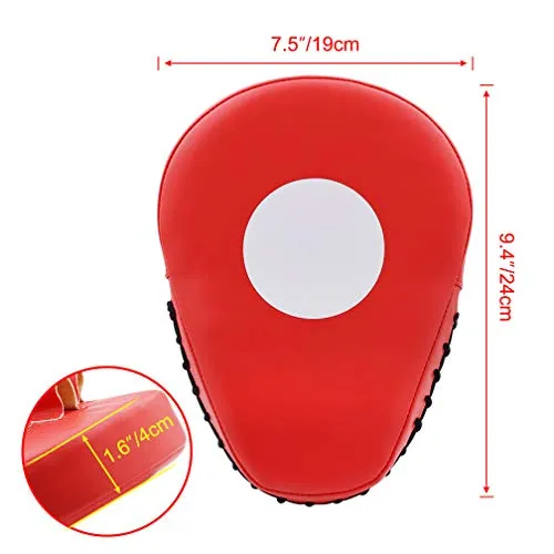 TLBTEK 2PCS Red Curved Punching Mitts Boxing Pads Hand Target Boxing Pads Gloves Training Focus Pads Kickboxing Muay Thai MMA Martial Art UFC Punch Mitts for Kids,Men & Women