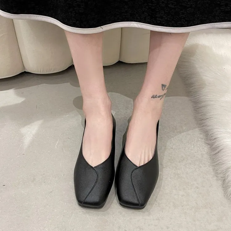 Toe Low-cut Retro Granny Spring Soft Soled Flats Slip-on Casual Shoes