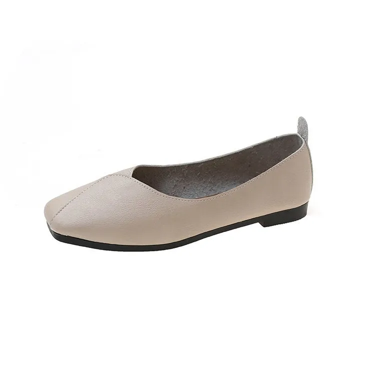 Toe Low-cut Retro Granny Spring Soft Soled Flats Slip-on Casual Shoes