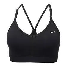 TOP NIKE INDY BRA SPALLINA STRETTA DONNA NERO e BIANCO TRAINING CROSSFIT