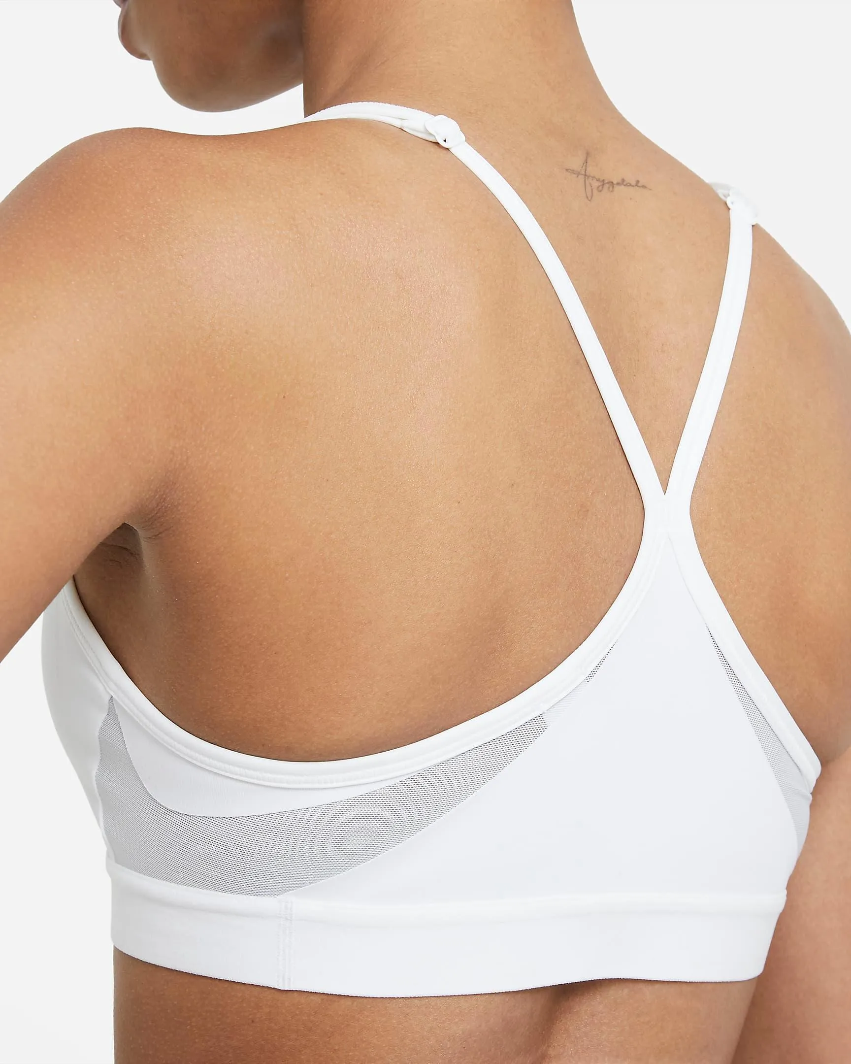 TOP NIKE INDY BRA SPALLINA STRETTA DONNA NERO e BIANCO TRAINING CROSSFIT