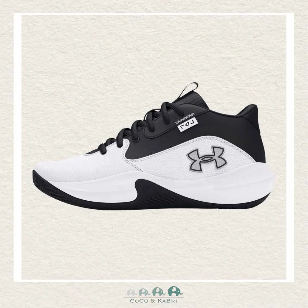*Under Armour Unisex Grade School Lockdown 7 Basketball Shoes -  White/Black (O1-158)