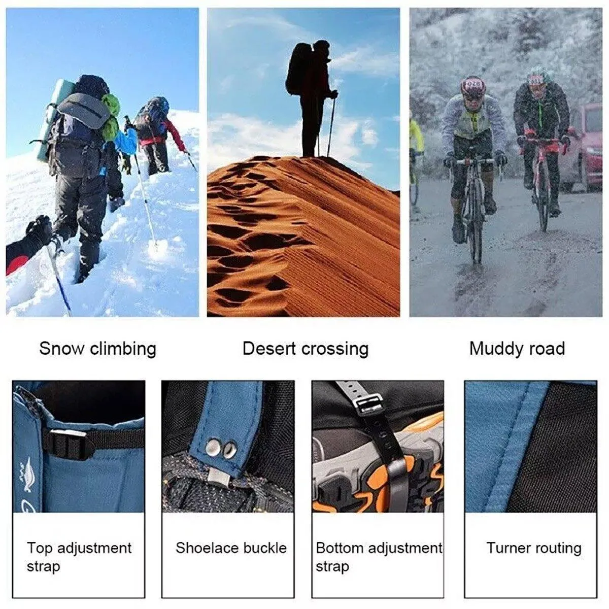Waterproof Gaiters Snowproof Sandproof Leg Cover Hiking Skiing Outdoor Gear