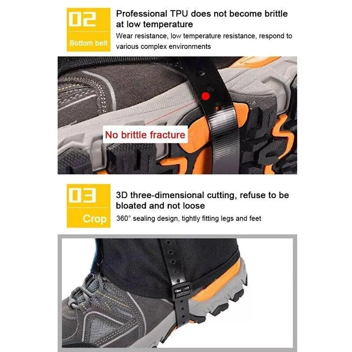 Waterproof Gaiters Snowproof Sandproof Leg Cover Hiking Skiing Outdoor Gear