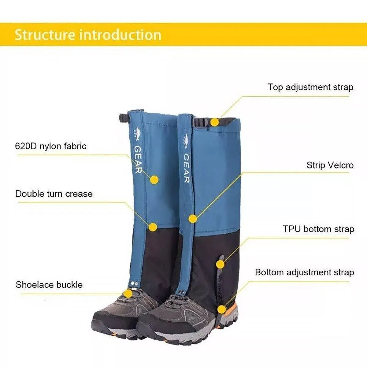 Waterproof Gaiters Snowproof Sandproof Leg Cover Hiking Skiing Outdoor Gear