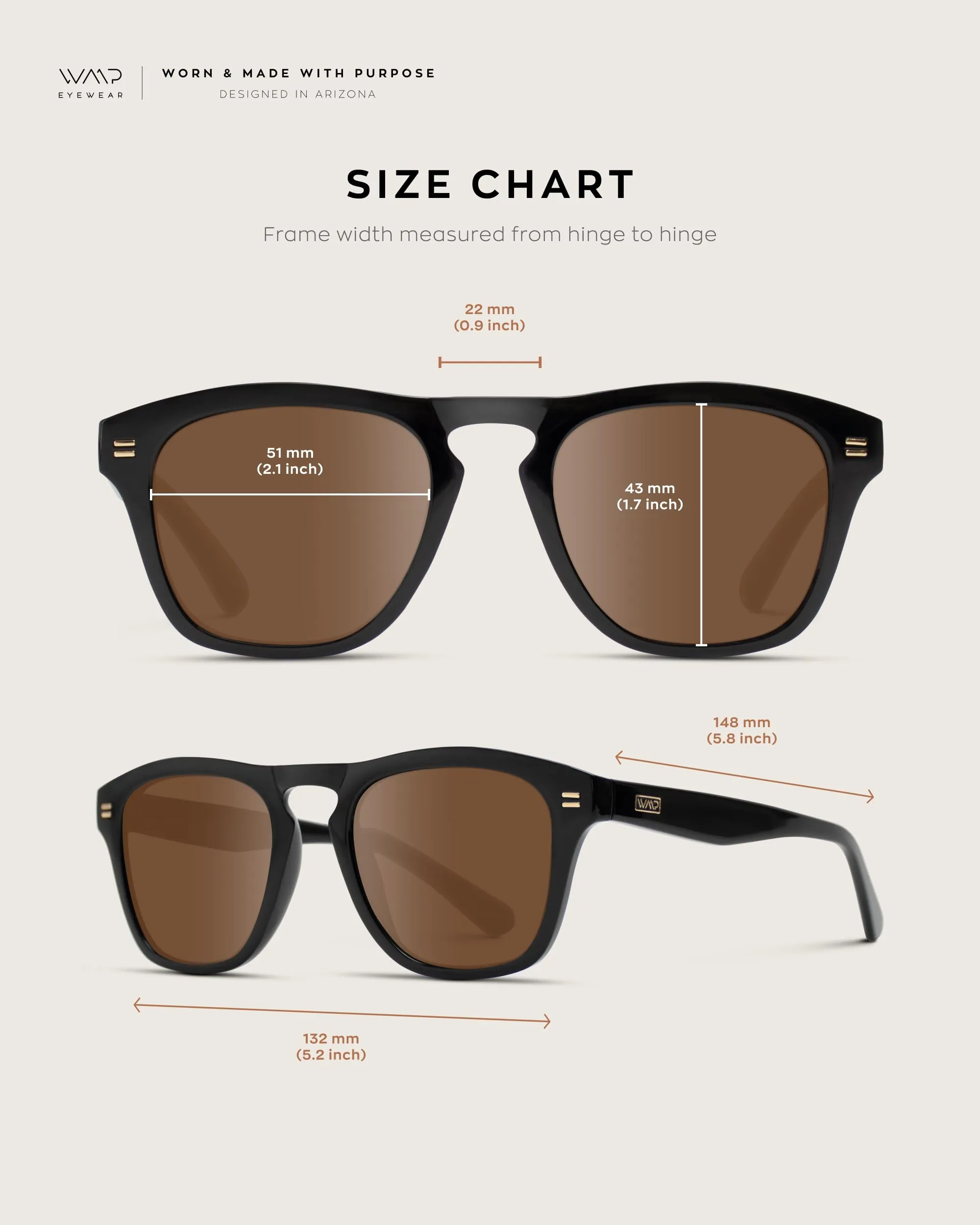 WearMe Pro Polarized Retro Large Rectangular Mens Sunglasses (Glossy Black/Brown Lens)