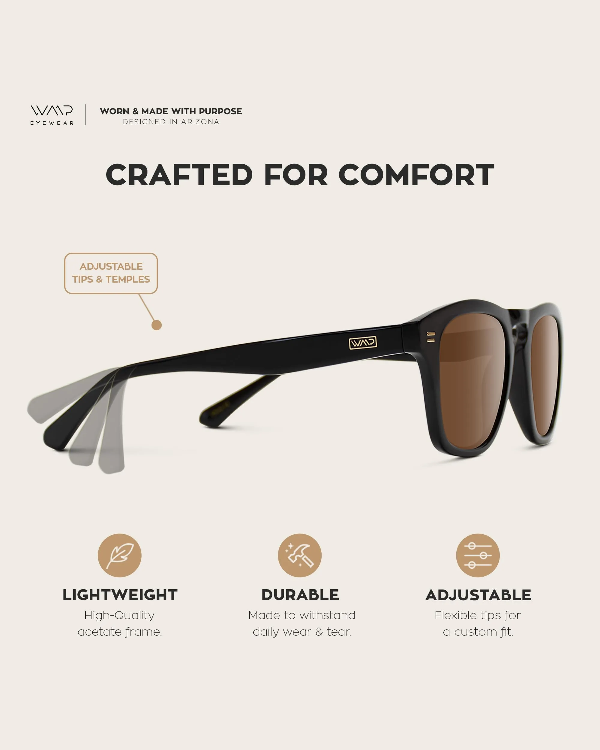 WearMe Pro Polarized Retro Large Rectangular Mens Sunglasses (Glossy Black/Brown Lens)