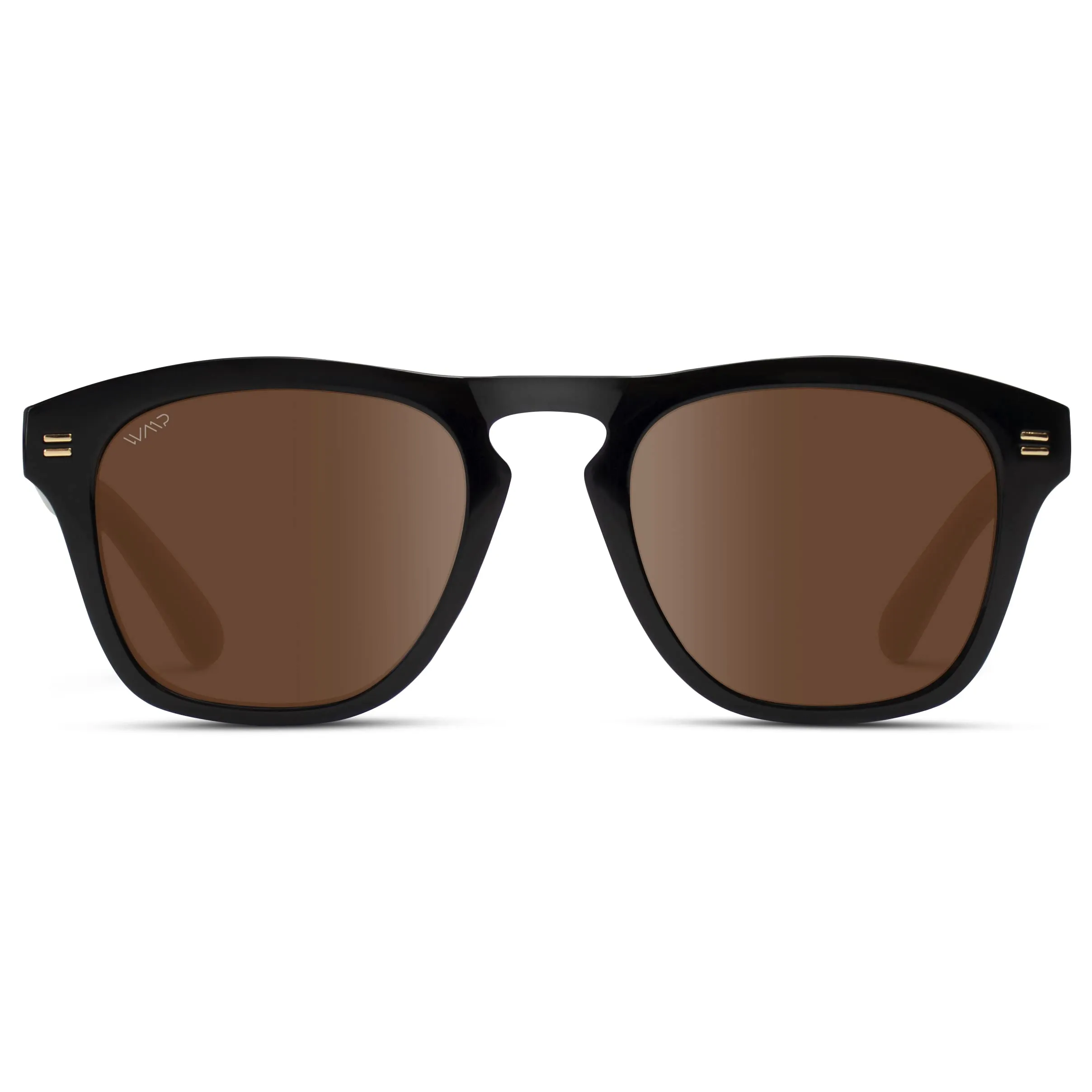 WearMe Pro Polarized Retro Large Rectangular Mens Sunglasses (Glossy Black/Brown Lens)