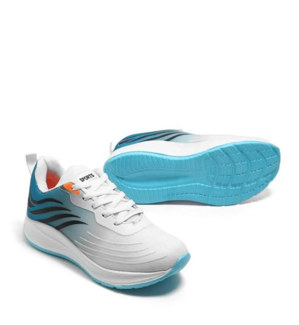 White & Blue Gradient Sports Running Shoes