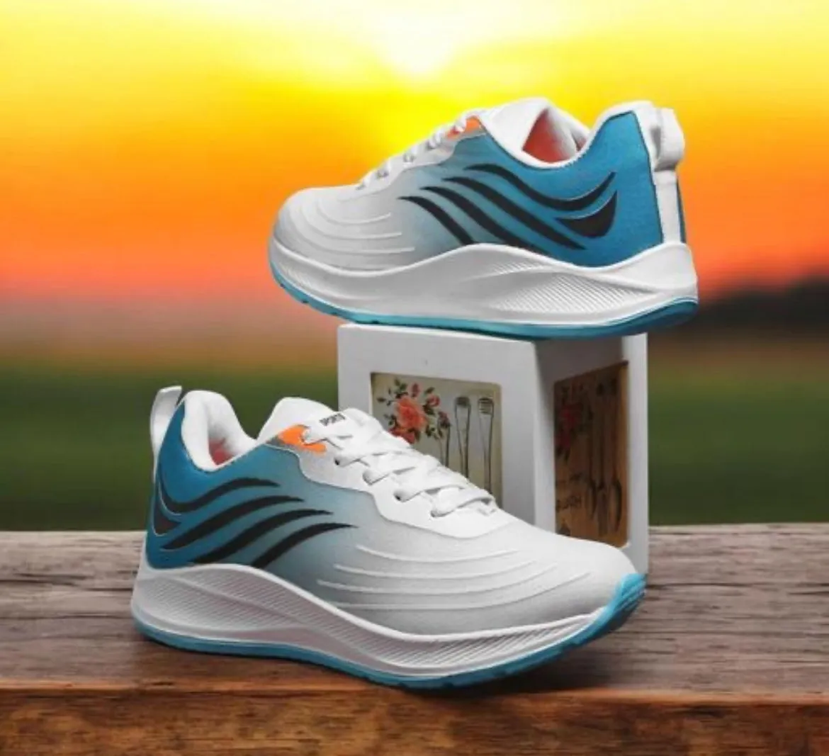 White & Blue Gradient Sports Running Shoes
