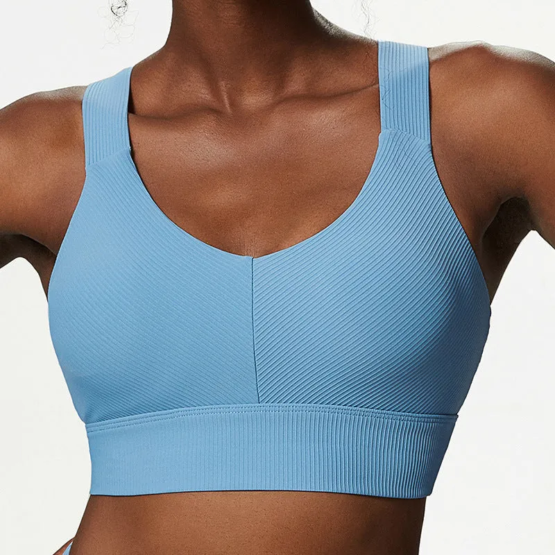 Wide Shoulder Straps I-Back Supportive Fitness Yoga Sports Bra