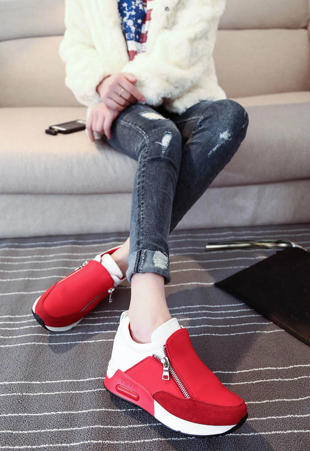 Women Fashion Sneakers Sports Running Hiking Thick Bottom Platform Shoes