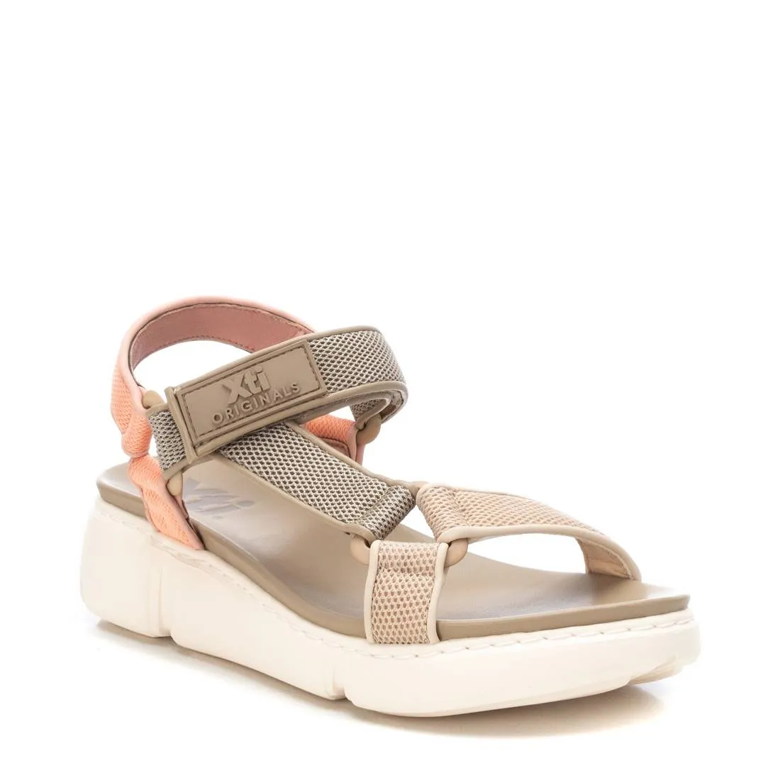 Women's Hiking Sandals By XTI, 14123005 Light Brown With Multicolor Accent