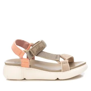 Women's Hiking Sandals By XTI, 14123005 Light Brown With Multicolor Accent