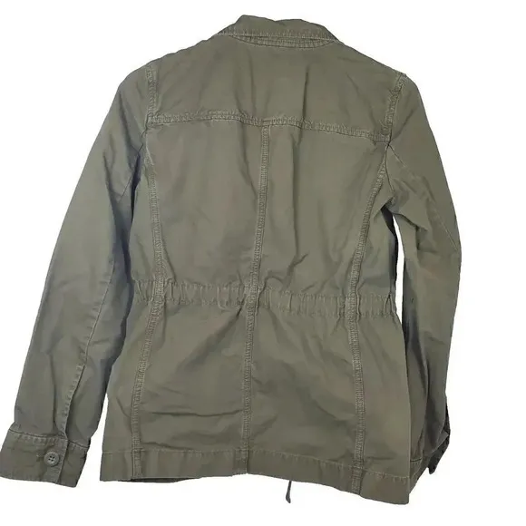 Women's J. CREW Military Utility Jacket SZ XS Olive Army Green Full Zip Pockets