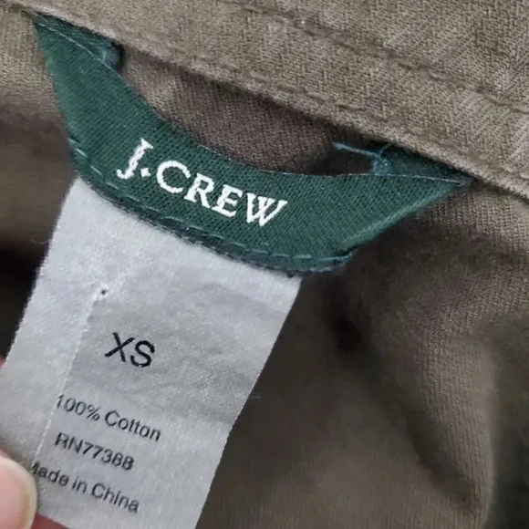 Women's J. CREW Military Utility Jacket SZ XS Olive Army Green Full Zip Pockets