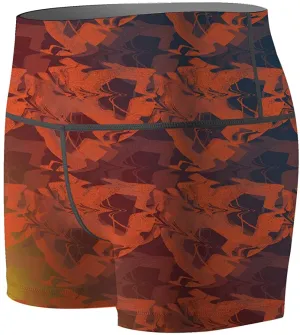 Women's Orange Maple Compression Shorts Fight Shorts